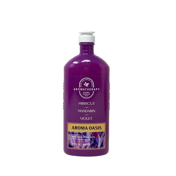HIBISCUS MANDARIN VIOLET AROMA OASIS 3 PC BATH & BODY SET WASH, SCRUB, STEAMERS - Picture 2 of 4